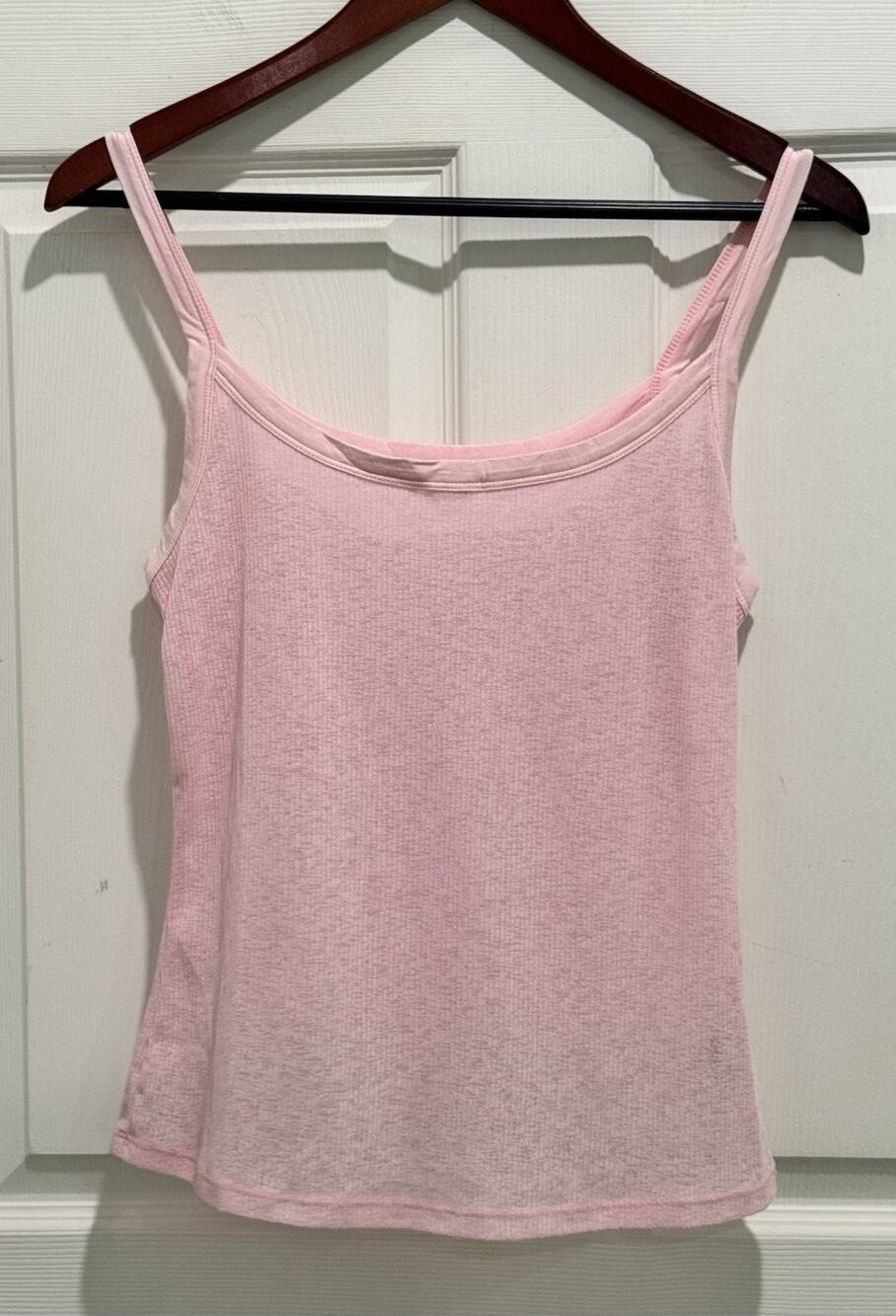 Free People Intimately Top Women LARGE Solid Rib Brami Tank Pink Ribbed